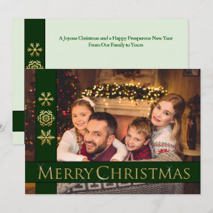Golden Merry Christmas Family Photo Holiday Card