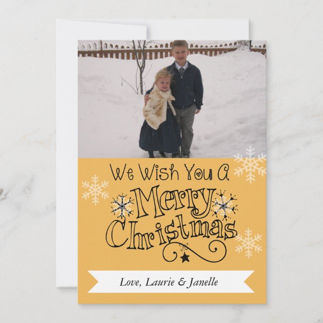 Golden Merry Christmas Photo Holiday Card (Front)