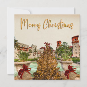 Golden Merry Christmas St Augustine Florida Museum Holiday Card