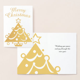 Golden Merry Christmas Tree Foil Card