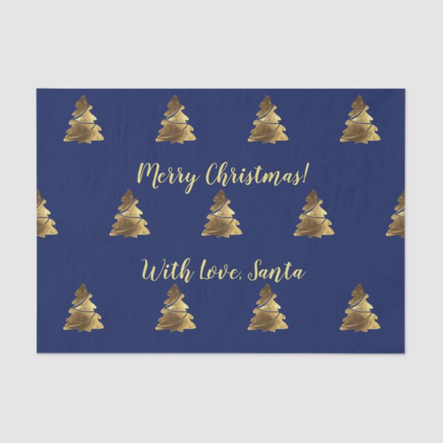 Golden Merry Christmas Tree with Candles Elegant Tissue Paper (Front)