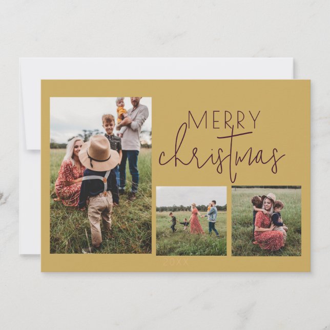 Golden MERRY Holiday Christmas Card (Front)