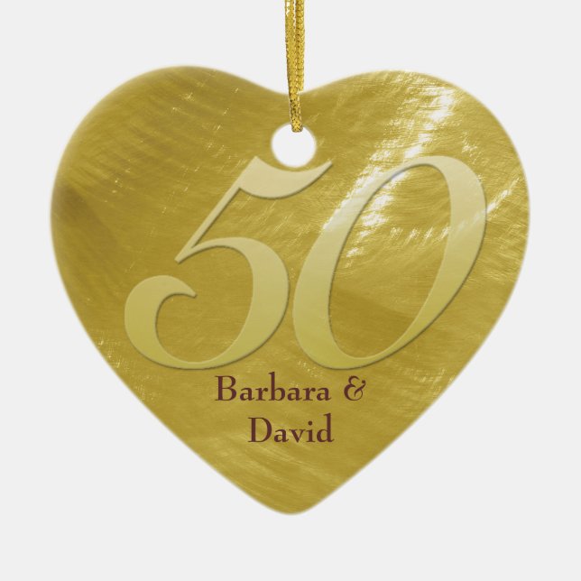 Golden Metal-Look Anniversary Ornament (Front)