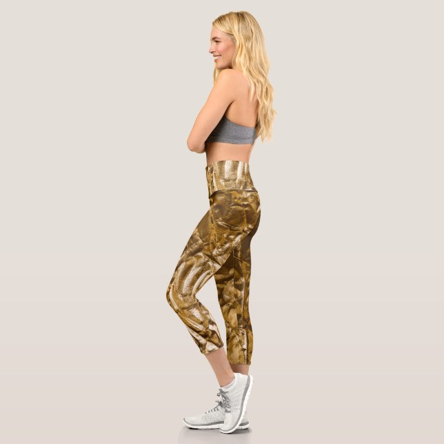 Golden Metalic Pattern Capri Leggings (Left)