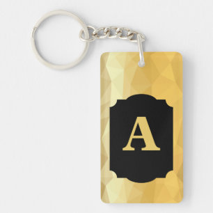 Golden metallic black custom monogram  key ring