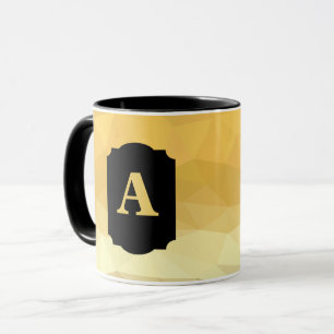 Golden metallic black personalised monogram mug