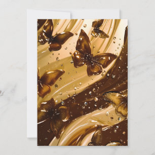 Golden Metallic Butterfly Glam Abstract Holiday Card
