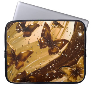Golden Metallic Butterfly Glam Abstract Laptop Sleeve