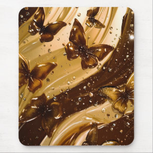 Golden Metallic Butterfly Glam Abstract Mouse Pad