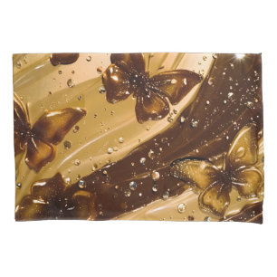 Golden Metallic Butterfly Glam Abstract Pillowcase