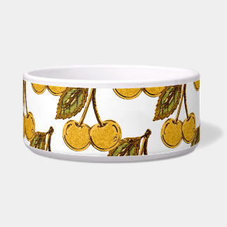 Golden Metallic Cherries Pattern