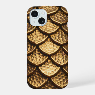 Golden Metallic Dragon Scales iPhone 15 Case