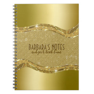 Golden Metallic Look With Diamonds Pattern Notebook