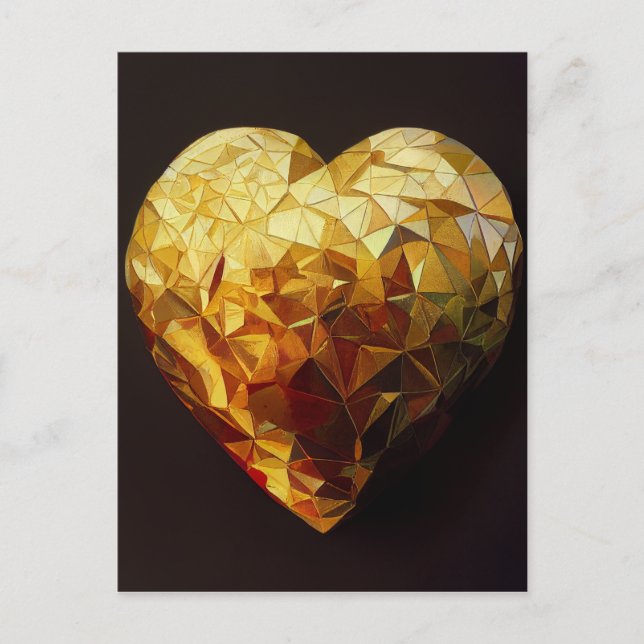 Golden Midas Touched Heart Glass Art Postcard (Front)