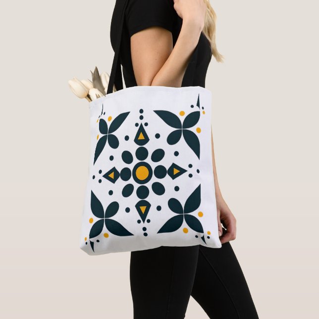 Golden Midnight Abstract Tote Bag (Close Up)