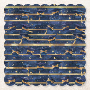 Golden Milestone: Starry Graduation Elegance Paper Coaster