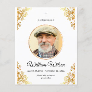 Golden Minimalist Obituary Memorial Service  Flyer