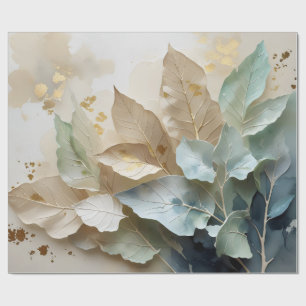 Golden Mist Leaves Wrapping Paper