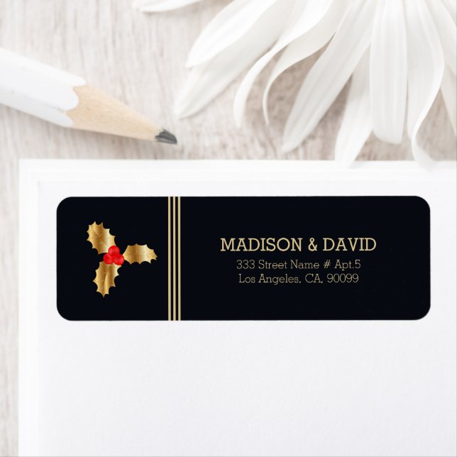 Golden Mistletoe Return Address Label (Insitu)