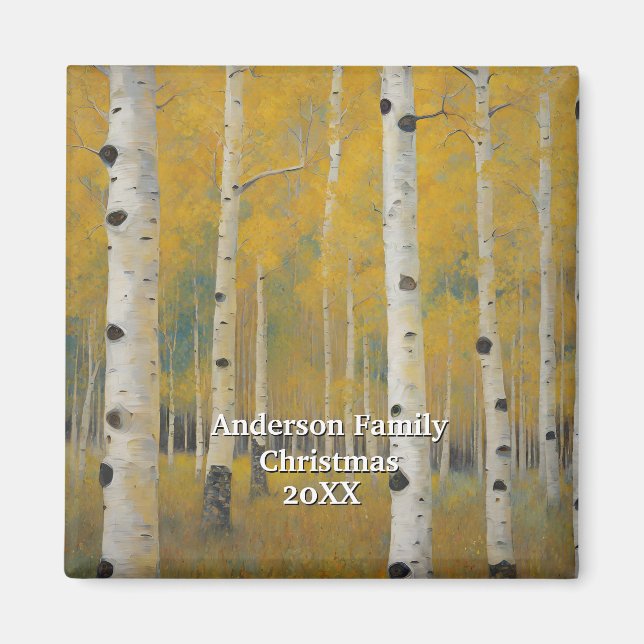 Golden Modern Aspen Trees Magnet (Front)