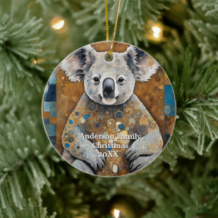 Golden Modern Koala Bear Ceramic Ornament