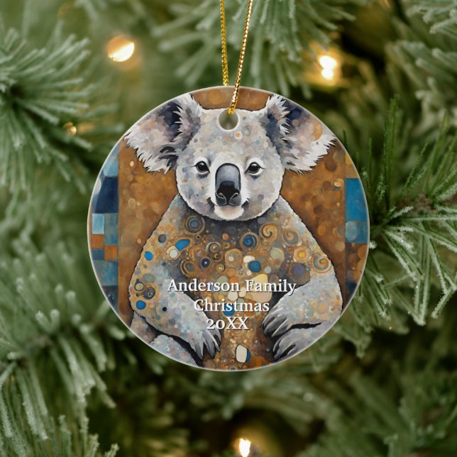 Golden Modern Koala Bear Ceramic Ornament (Tree)
