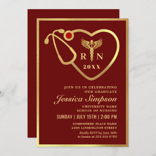 Golden Modern Nursing School Graduation Party  Invitation