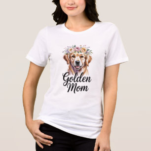 Golden Mom Golden Retriever Floral Women's T-Shirt Tri-Blend Shirt