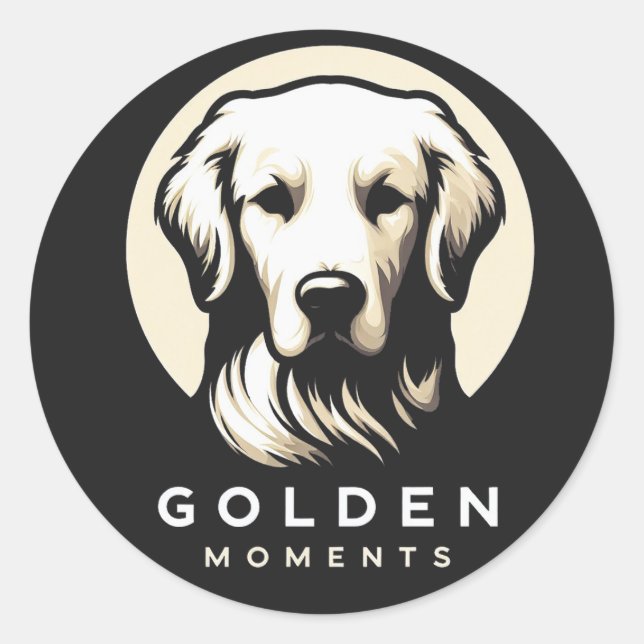 Golden Moments Sleek Minimalism Golden Retriever Classic Round Sticker (Front)