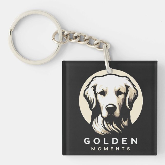 Golden Moments Sleek Minimalism Golden Retriever Key Ring (Front)