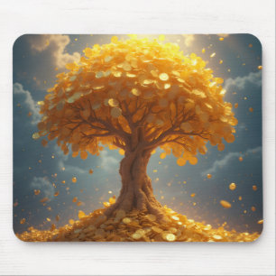 golden money tree gold coins mouse pad