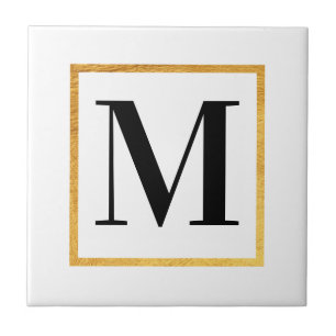Golden Monogram Ceramic Tile