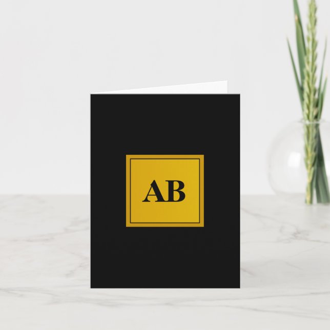 Golden monogram design note card (Front)