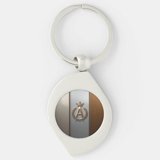 Golden Monogram Emblem A Key Ring (Front)