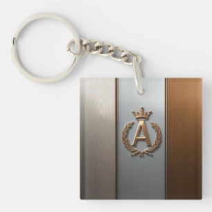 Golden Monogram Emblem A Key Ring