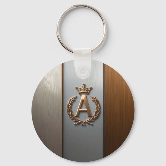 Golden Monogram Emblem A Key Ring (Front)