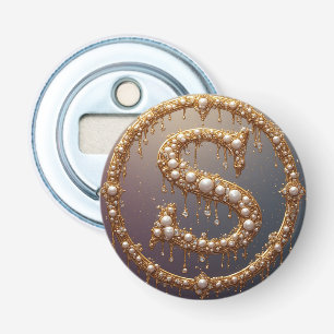 Golden Monogram Initial Letter S Bottle Opener