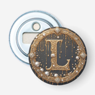 🌸 Golden Monogram Letter L Elegant Home Style 🌸 Bottle Opener