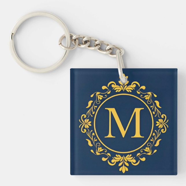 Golden Monogram M Luxury Personal Style Gift ✨ Key Ring (Front)