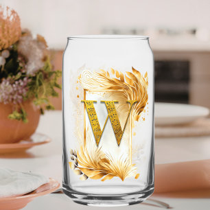 Golden Monogram W Decorated Frame Can Glass