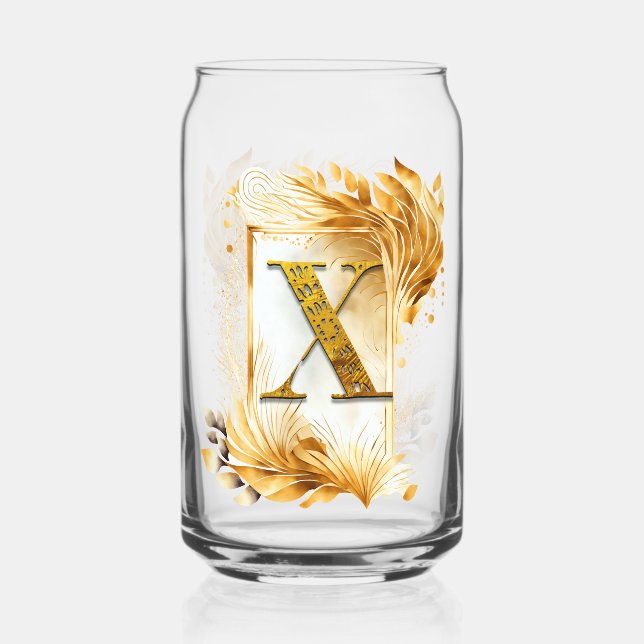 Golden Monogram X Decorated Frame  Can Glass (Front)