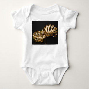 Golden Monstera: Luxurious Artistic Composition Baby Bodysuit