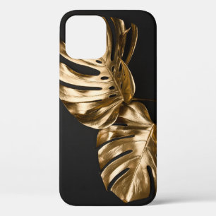 Golden Monstera: Luxurious Artistic Composition iPhone 12 Case