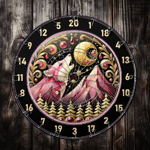 Golden Moon Embraces Pink Wolf’s Elegance Dartboard