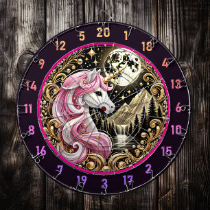 Golden Moon Highlights Majestic Pink Unicorn Dartboard