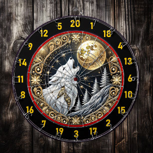Golden Moon Highlights Wolf’s Fierce Call Dartboard