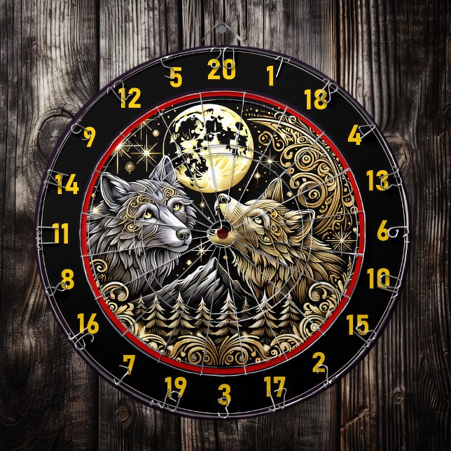 Golden Moon Highlights Wolf’s Wild Spirit Dartboard (Creator Uploaded)