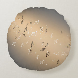 Golden Moon Musical Notes Round cushion
