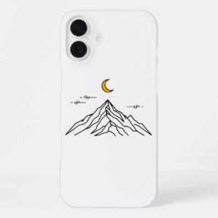 “Golden Moon & Peaks” Minimalist iPhone 16 Plus Case