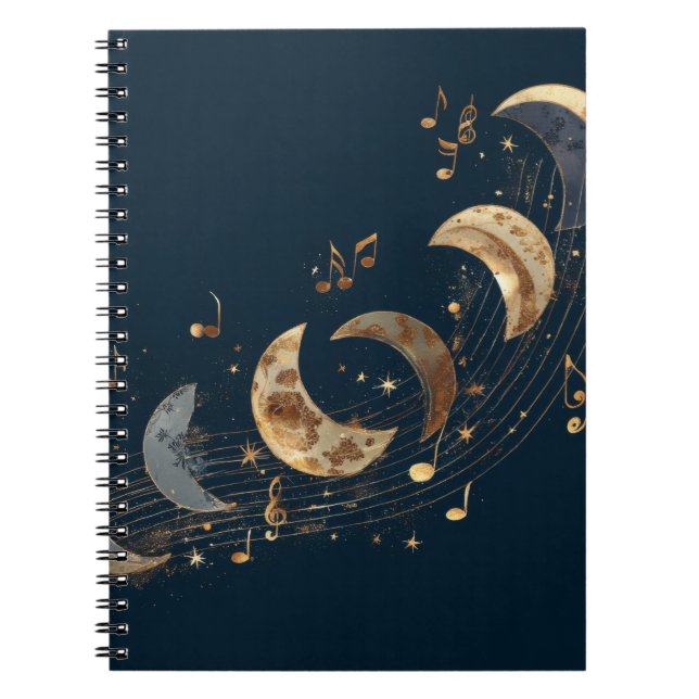 Golden Moon Phases Melody Notebook (Front)